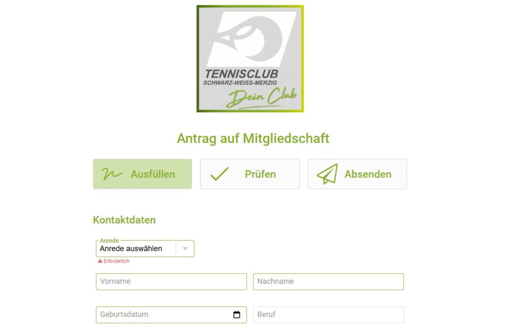 Der ONLINE MITGLIEDSANTRAG